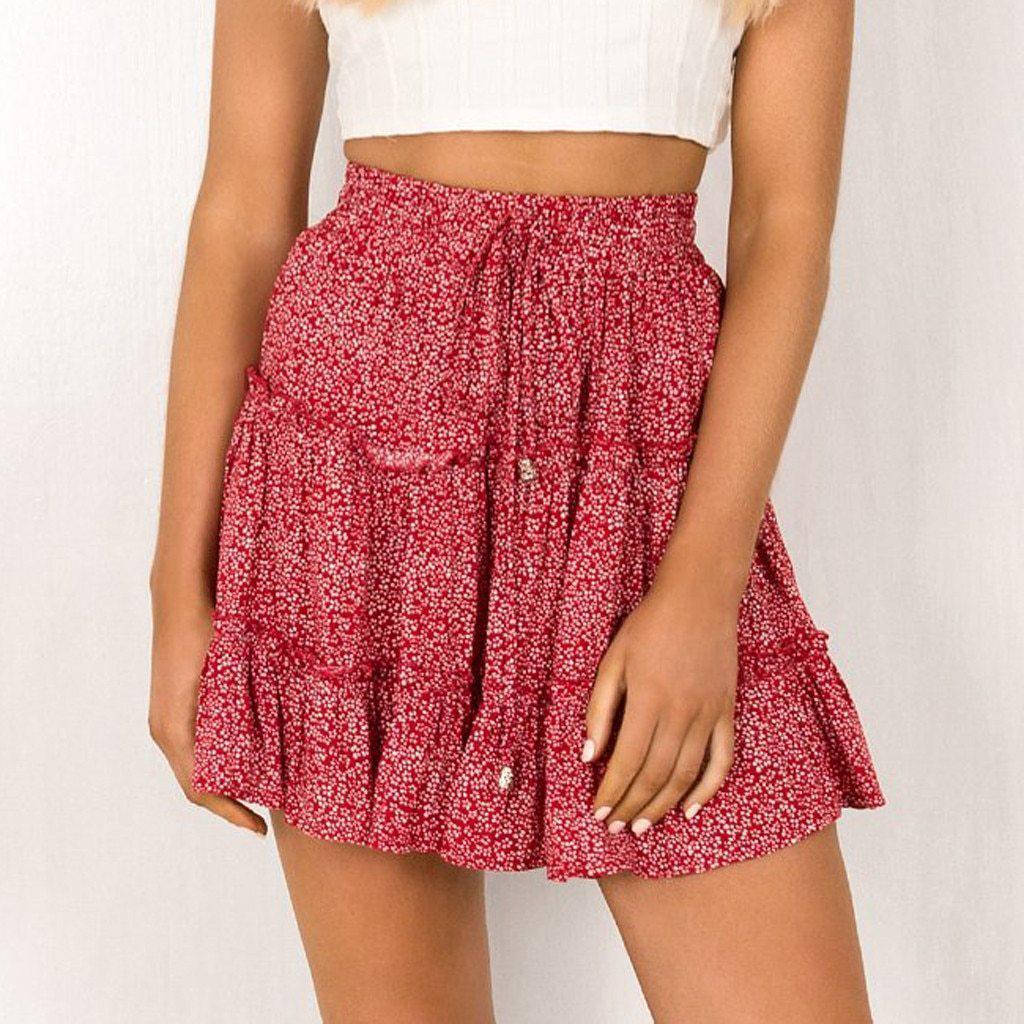 BOHEMIAN RUFFLED MINI SKIRT - Qokys