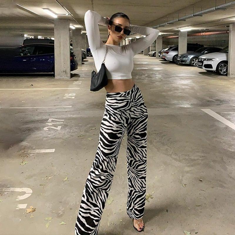 CASUAL HIGH WAIST ZEBRA PANTS - Qokys