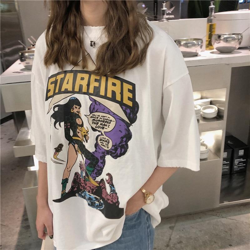 CASUAL STARFIRE CARTOON T-SHIRT - Qokys