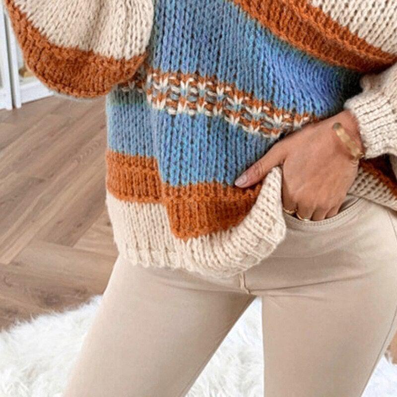 CASUAL V NECK KNITTED SWEATER - Qokys
