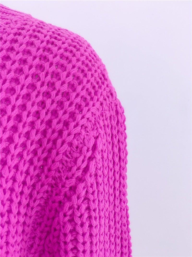 CHIC SOLID KNITTED SWEATER - Qokys