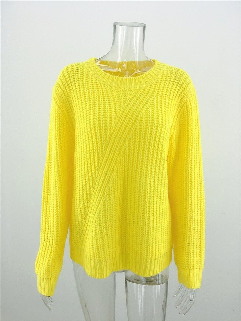 CHIC SOLID KNITTED SWEATER - Qokys