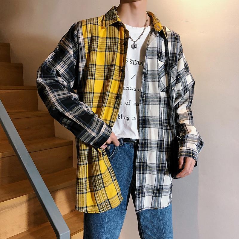 HARAJUKU PATCHWORK LONG SLEEVE SHIRT - Qokys