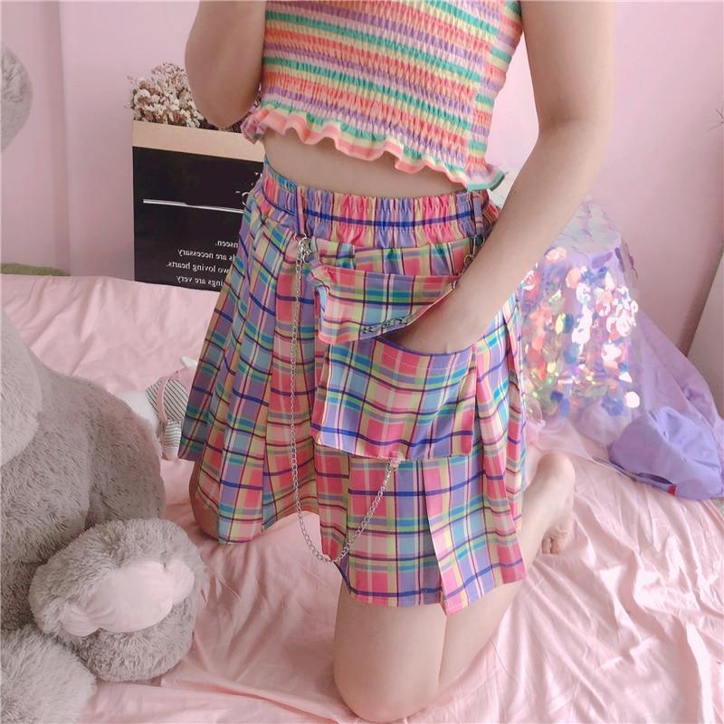 HARAJUKU RAINBOW MINI SKIRT - Qokys