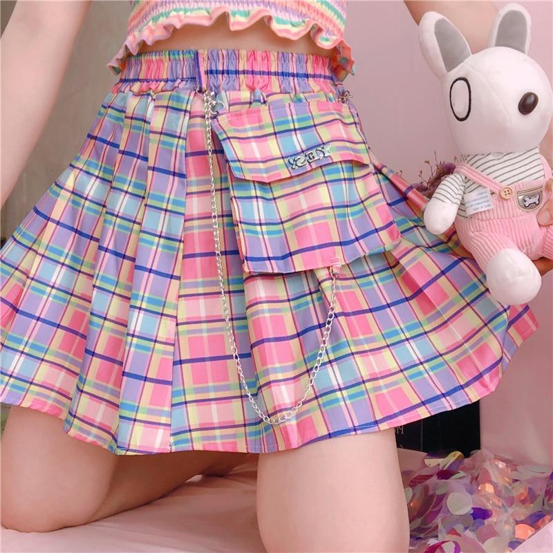 HARAJUKU RAINBOW MINI SKIRT - Qokys