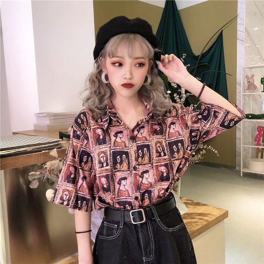 HARAJUKU SHORT SLEEVE CUTE SHIRT - Qokys