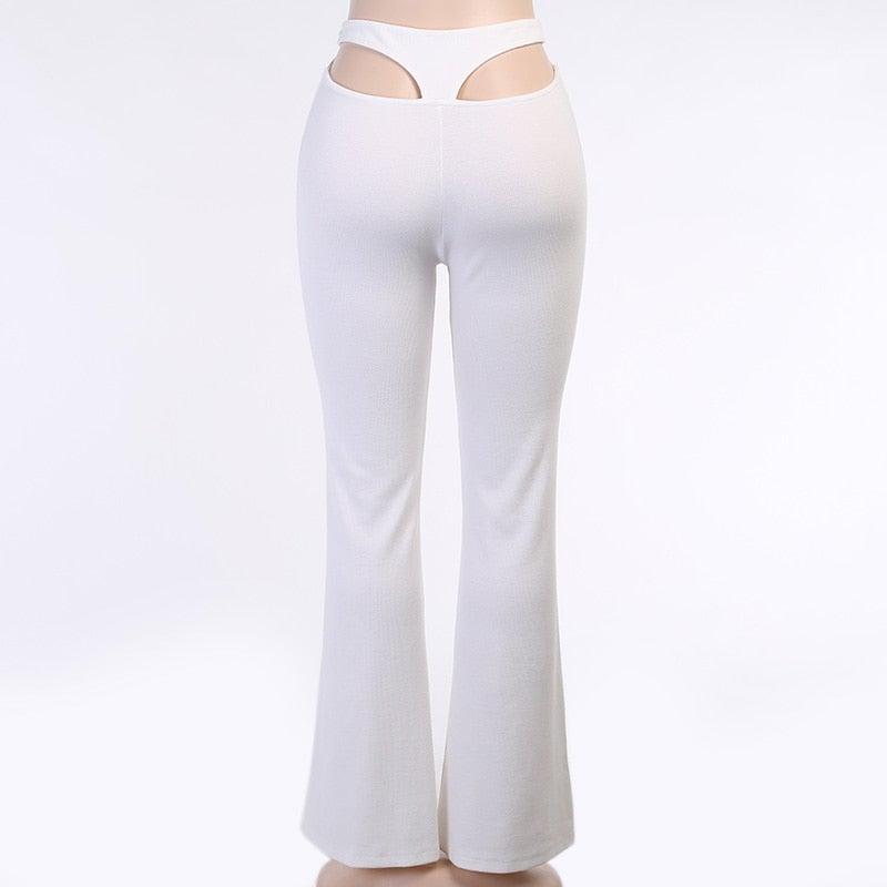 HIGH WAIST HALLOW OUT PANTS - Qokys