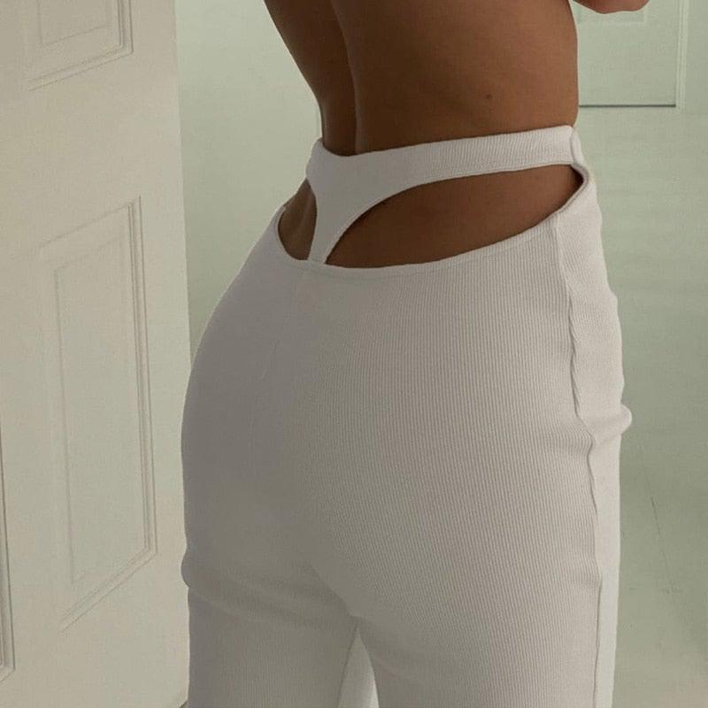 HIGH WAIST HALLOW OUT PANTS - Qokys