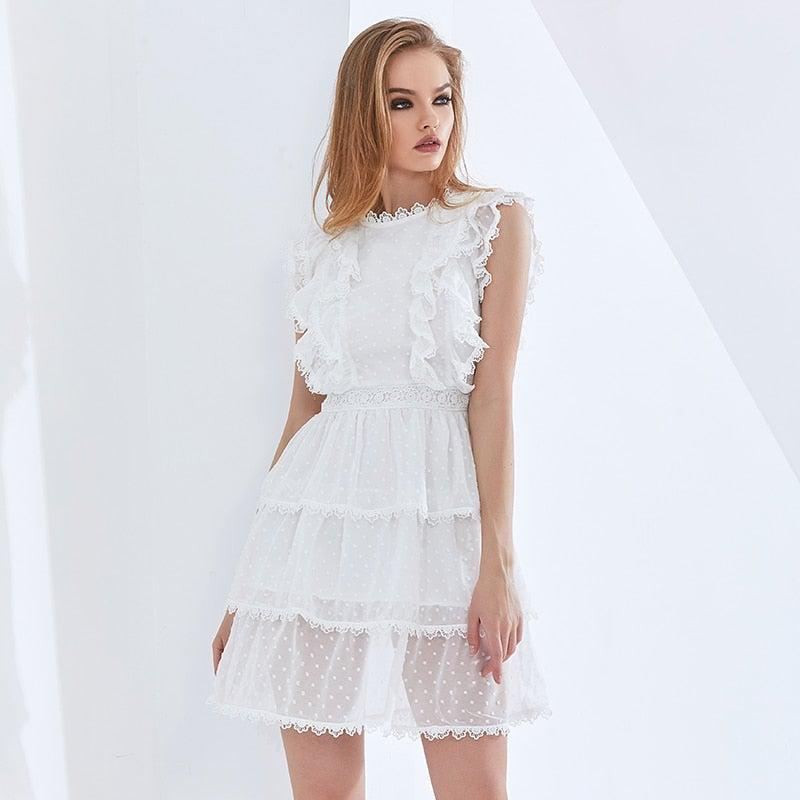 HIGH WAIST LACE UP CASUAL DRESS - Qokys