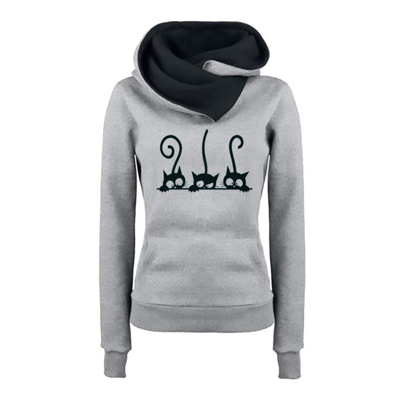 KAWAII CAT PRINTED HOODIE - Qokys