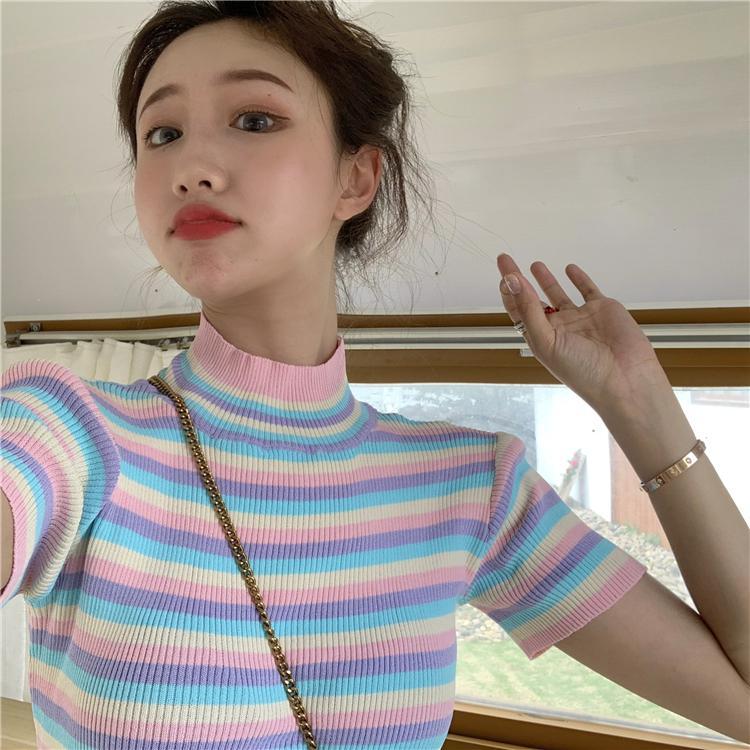 KOREAN CUTE CROP T-SHIRT - Qokys