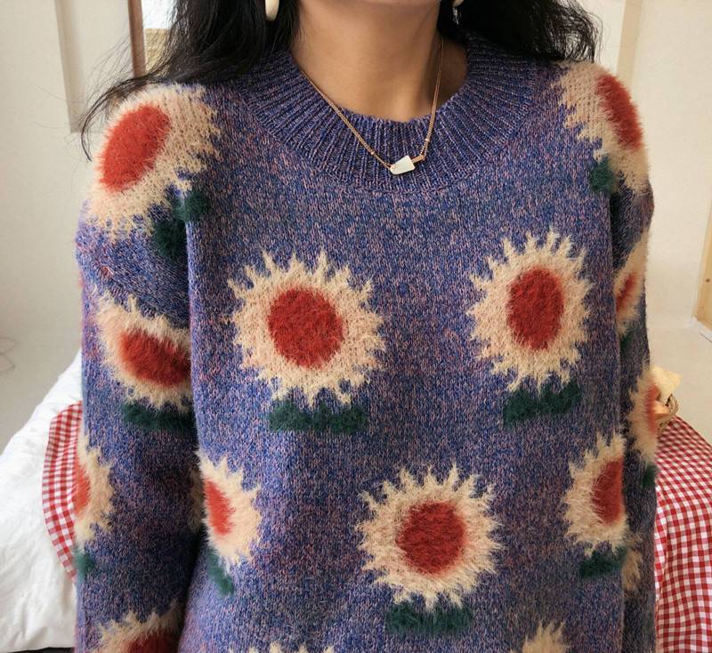 KOREAN CUTE DAISY SWEATER - Qokys