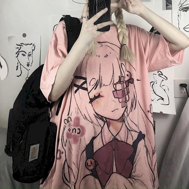 KOREAN STYLE ANIME GIRL T-SHIRT - Qokys