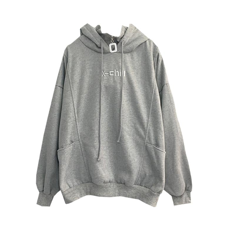 LETTER EMBROIDERED TRENDY HOODIE - Qokys