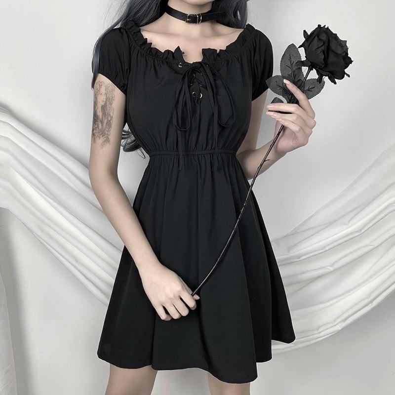 OFF SHOULDER GOTHIC DRESS - Qokys