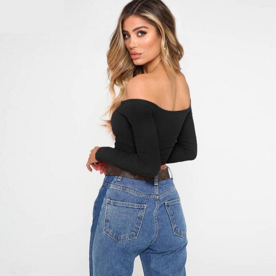 OFF SHOULDER LONG SLEEVE T-SHIRT - Qokys