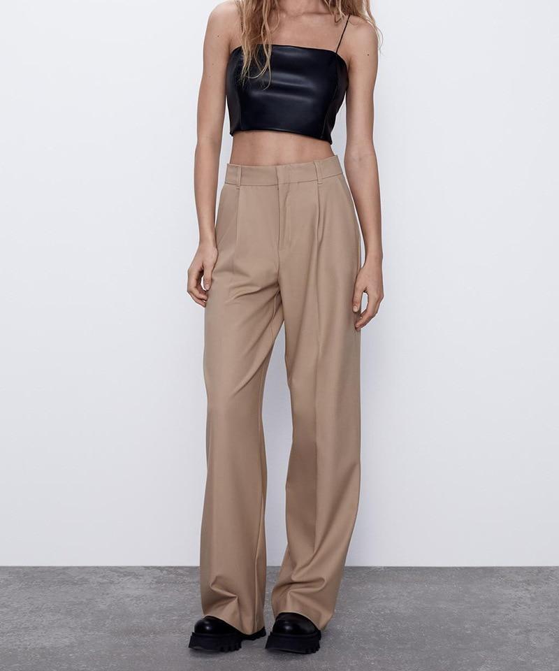 OFFICE STYLE HIGH WEIST WIDE LEG PANTS - Qokys