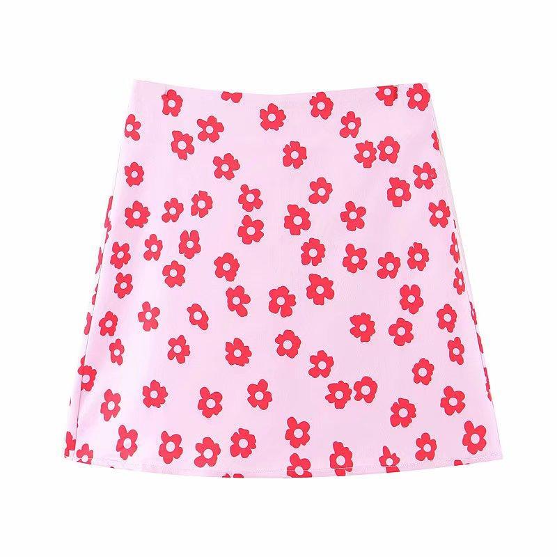 PINK FLOWER MINI SKIRT - Qokys