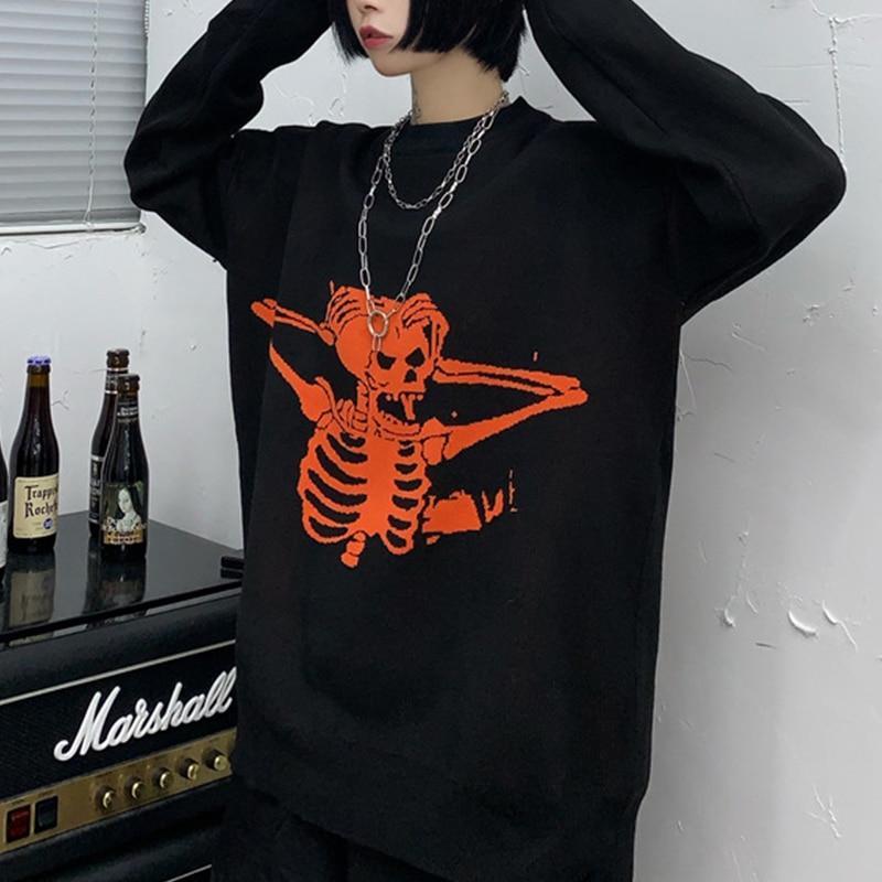 PUNK SKULL HARAJUKU SWEATER - Qokys