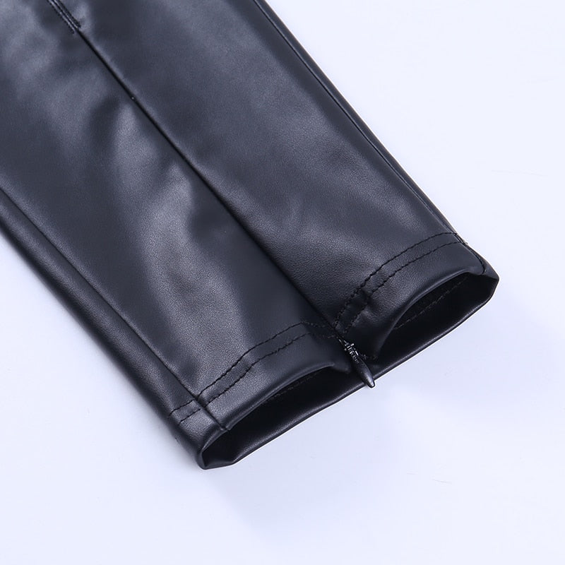 HIGH WAIST SPLIT LEATHER PANTS