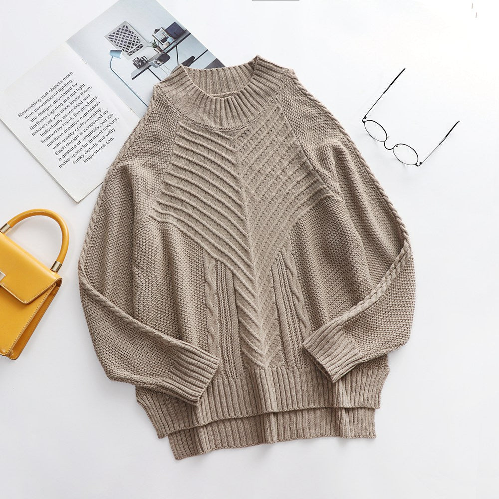 CASUAL COLD SHOULDER LOOSE SWEATER